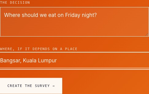 The home page with “Where should we eat on Friday night?” and “Bangsar, Kuala Lumpur” typed in